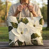 Bolsa artesanal acolchoada - Lírio branco elegante