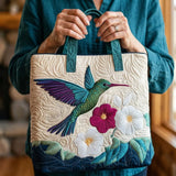 Bolsa acolchoada - Beija-flor e flor branca