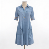Serena | Vestido Chemisier em Denim