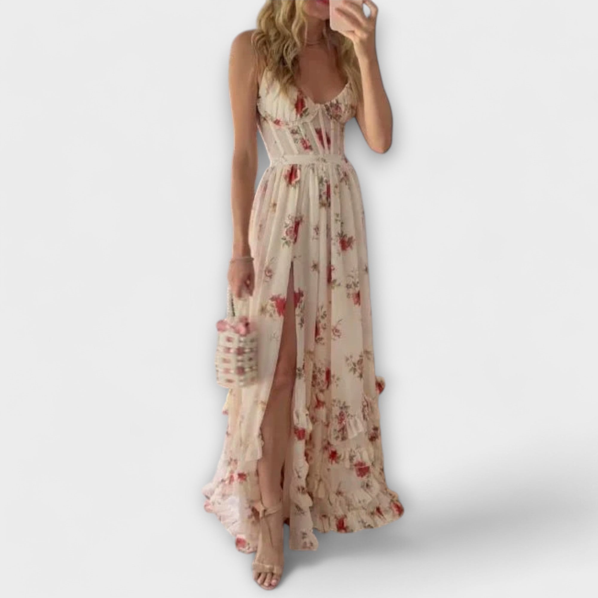 Heizel - Vestido com Detalhes Florais