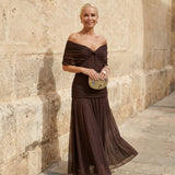 Reagan | Vestido Marrom Elegante