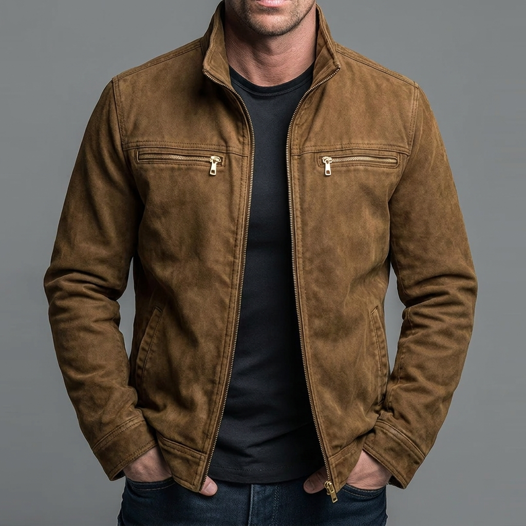 Casaco vintage em algodão com fecho zip
