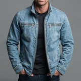 Casaco vintage em algodão com fecho zip