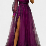 Natalia Maxi Vestido de Chiffon com Ombro Descoberto e Volume Rosa