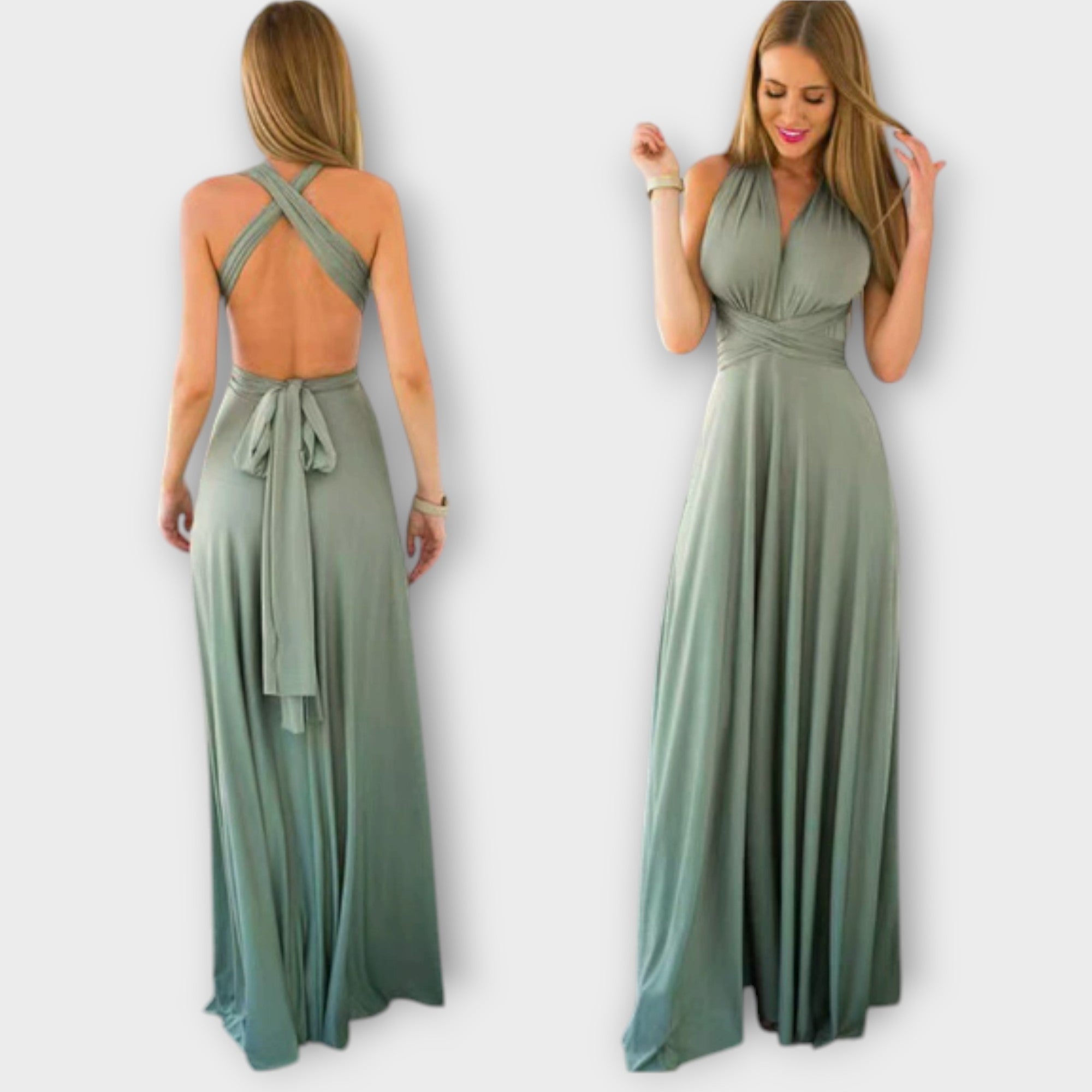 Zara - Vestido maxi com acabamento cruzado