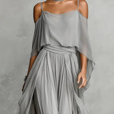 Angustias | Vestido comprido drapeado em gaze