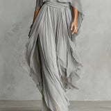 Angustias | Vestido comprido drapeado em gaze
