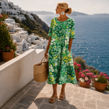 Elena | Vestido midi floral leve e fluido