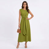 Emilia - Vestido longo elegante sem mangas e decote redondo