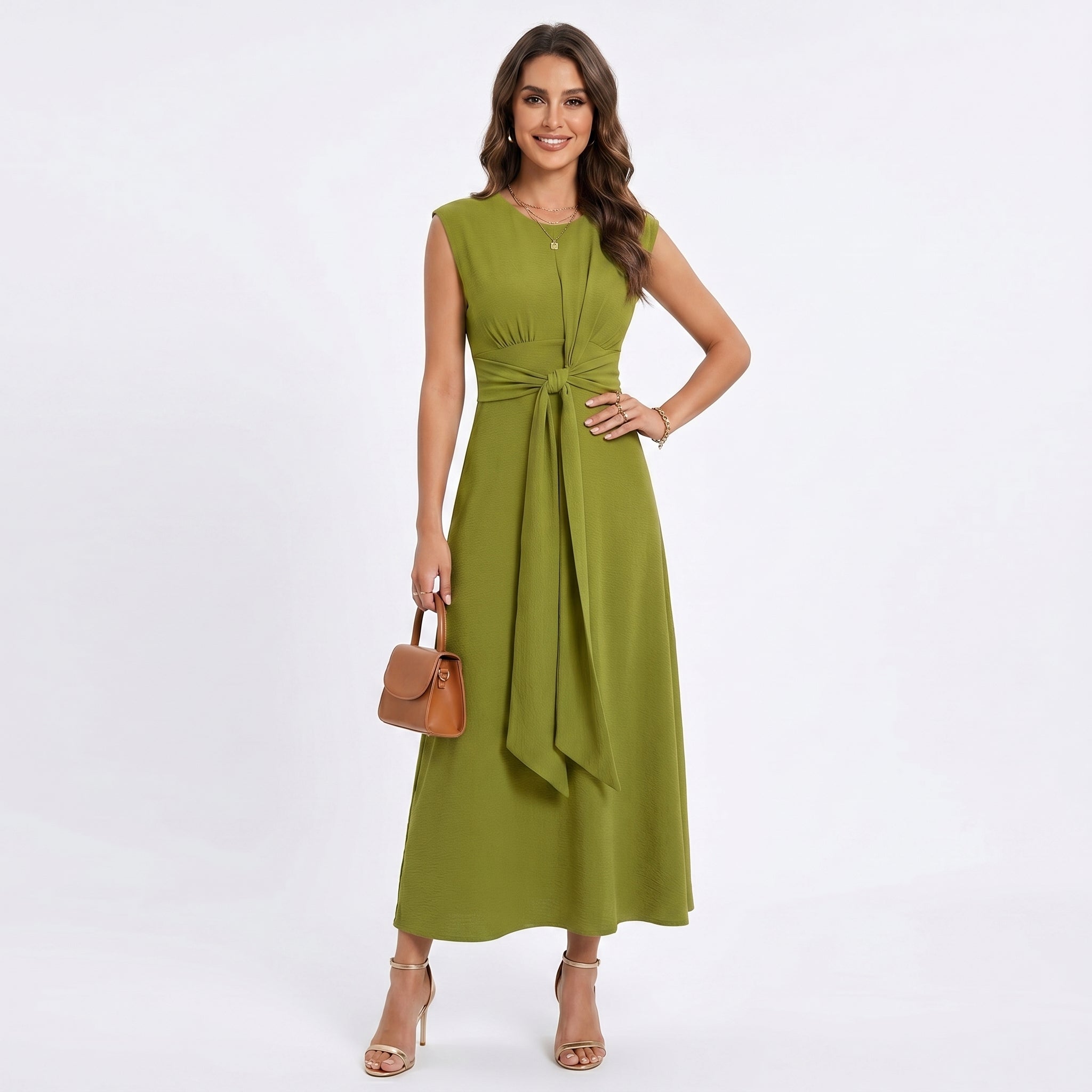 Emilia - Vestido longo elegante sem mangas e decote redondo