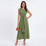 Emilia - Vestido longo elegante sem mangas e decote redondo