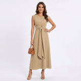 Emilia - Vestido longo elegante sem mangas e decote redondo
