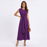 Emilia - Vestido longo elegante sem mangas e decote redondo