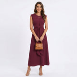 Emilia - Vestido longo elegante sem mangas e decote redondo