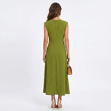 Emilia - Vestido longo elegante sem mangas e decote redondo