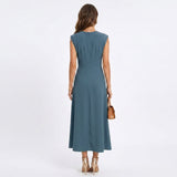 Emilia - Vestido longo elegante sem mangas e decote redondo