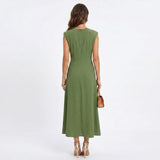 Emilia - Vestido longo elegante sem mangas e decote redondo