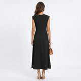 Emilia - Vestido longo elegante sem mangas e decote redondo
