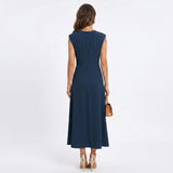 Emilia - Vestido longo elegante sem mangas e decote redondo