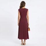 Emilia - Vestido longo elegante sem mangas e decote redondo